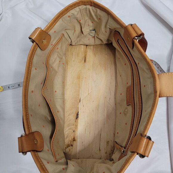 KATE SPADE orange sherbet leather trim raffia wood bottom shoulder bag purse - Picture 10 of 15